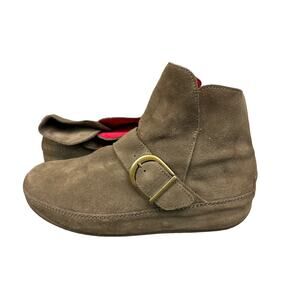 Fitflop Size 9 Women's Dash Boots 159-030 Pull On Suede Brown Wobbleboard